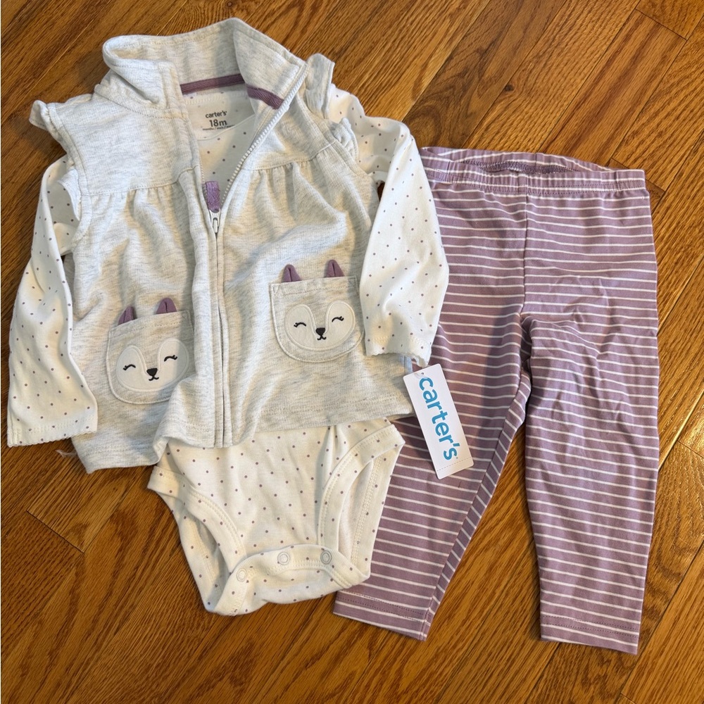 Carter's Gray and Purple Baby Outfit Set